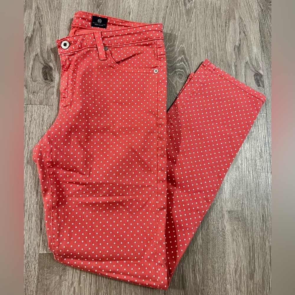 AG Adriano Goldschmied | Women’s Red Polka Dot Skinny Jeans
